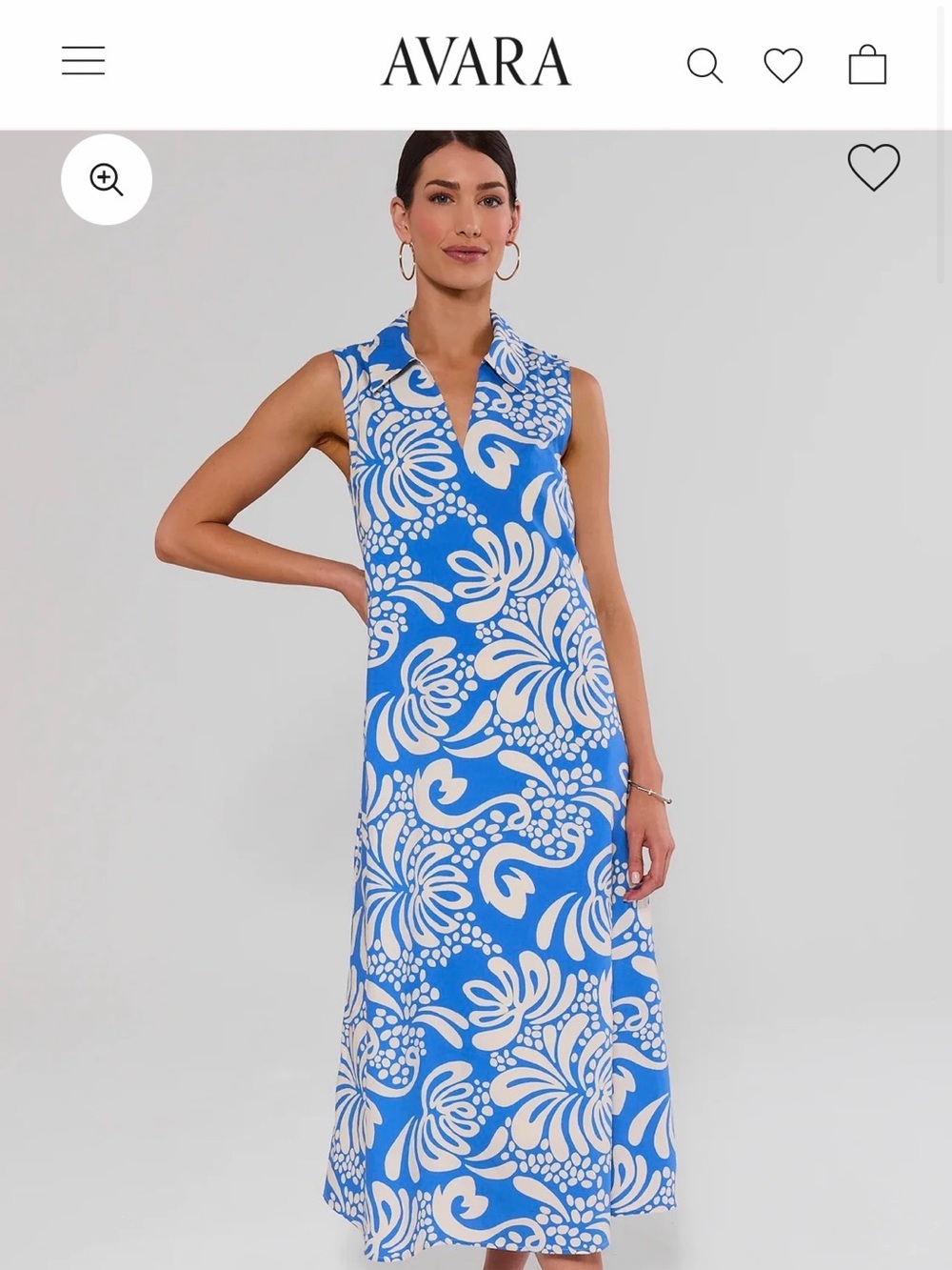 AVARA Sleeveless Blue & White Floral Maxi Dress